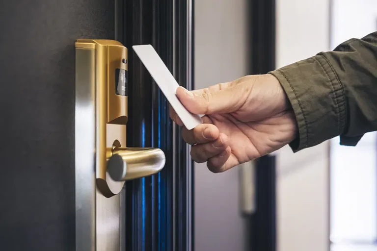 smart security systems - view of a swiping card for accessing secured area